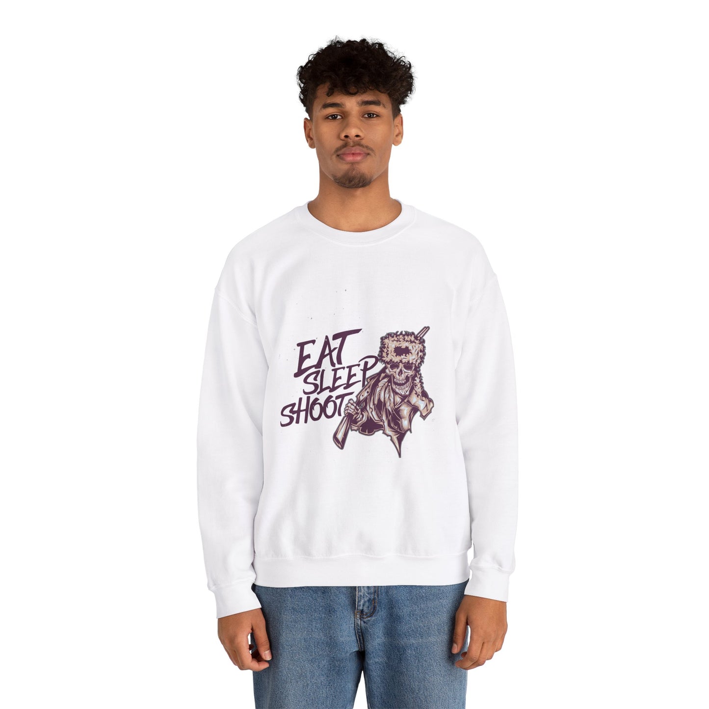 Eat Sleep Shoot Unisex Heavy Blend™ White Sweatshirt