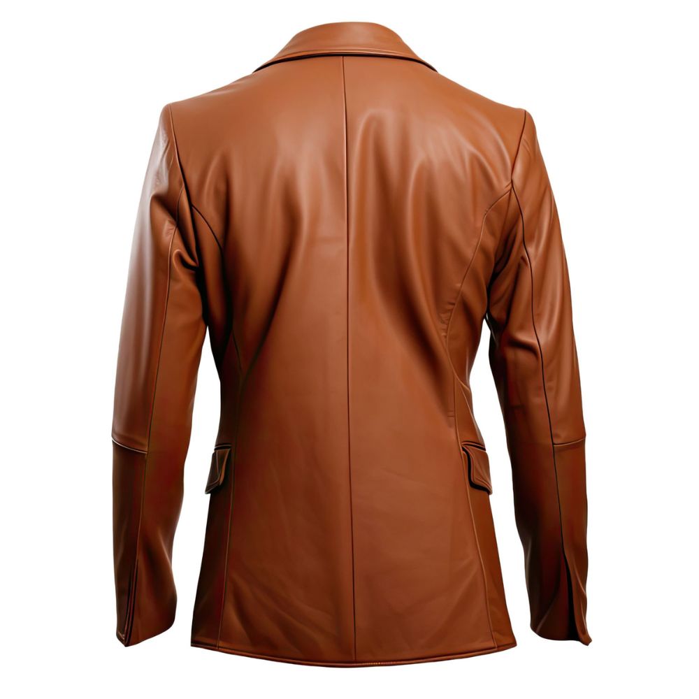 Men’s Brown Slim-fit Semi-Formal One-Button Sheepskin Leather Coat
