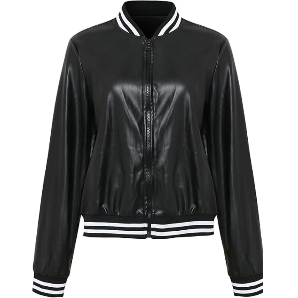 Buy Women's Black Bomber Chic Biker Genuine Sheepskin Leather