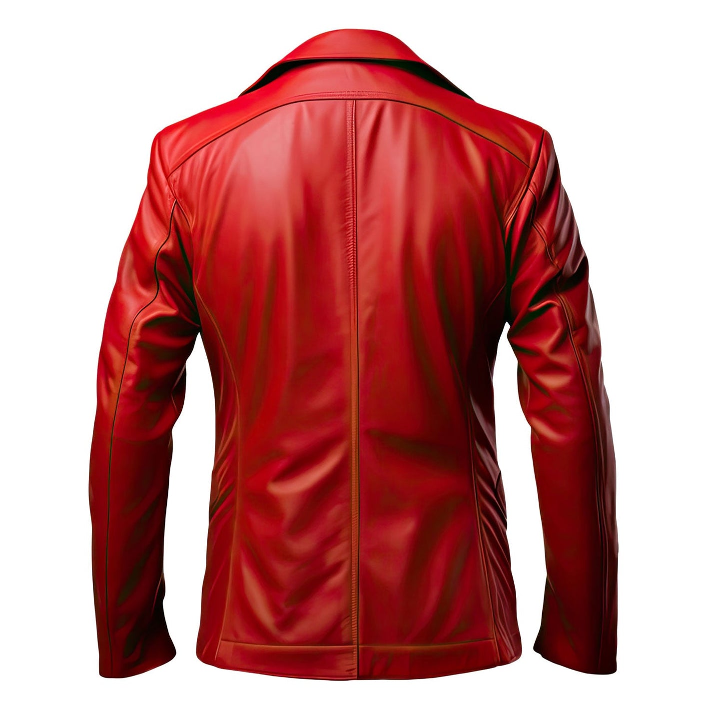Men’s Classic Bold Red Single-Breasted Genuine Sheepskin Leather Blazer