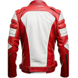 Men's Red Café Racer Genuine Sheepskin Motorcycle Leather Jacket