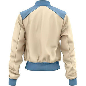 Women's White-Blue Sheepskin Bomber Biker Style Leather Jacket