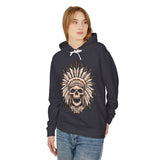 Vintage Warrior Skull Casual Wear - Unisex Lightweight Hooded Sweatshirt