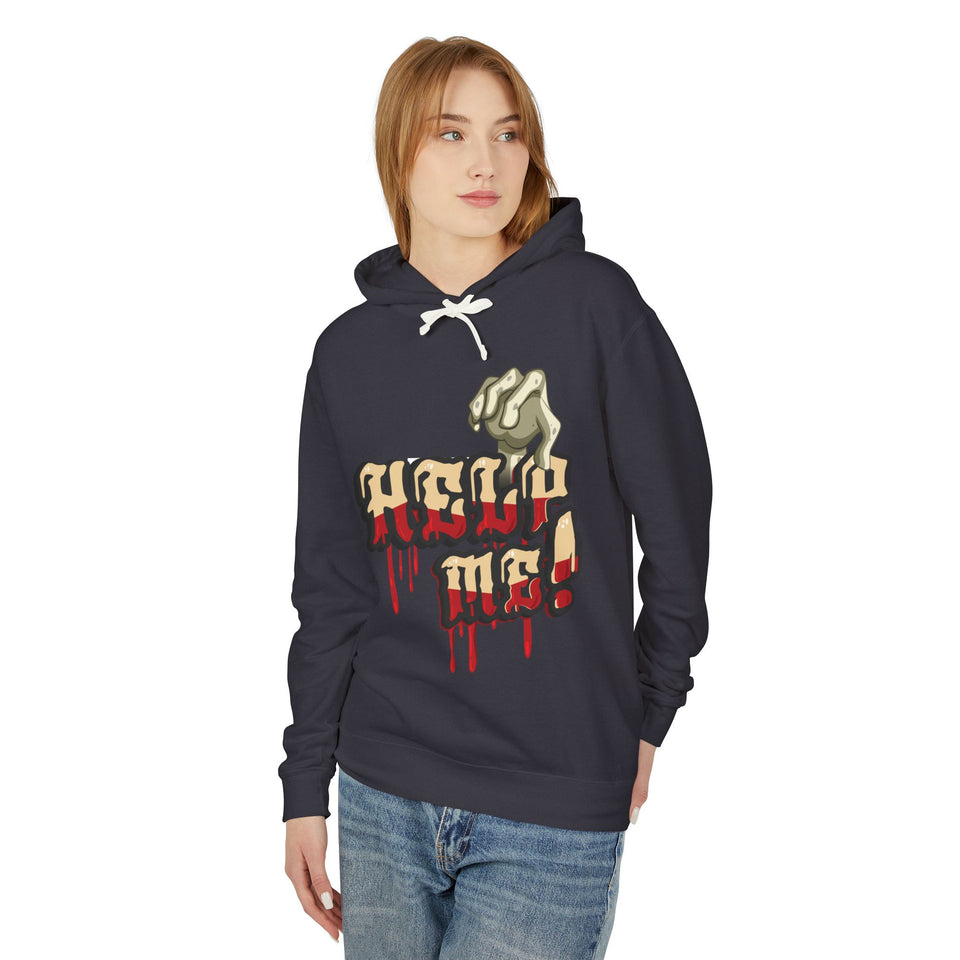 Help Me  Casual Wear - Unisex Lightweight Hooded Sweatshirt