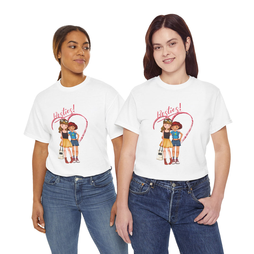 Besties Forever Casual Wear  Girls  Heavy Cotton T-Shirts