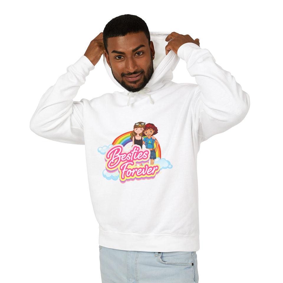 Besties Forever Casual Wear - Unisex Lightweight Hooded Sweatshirt