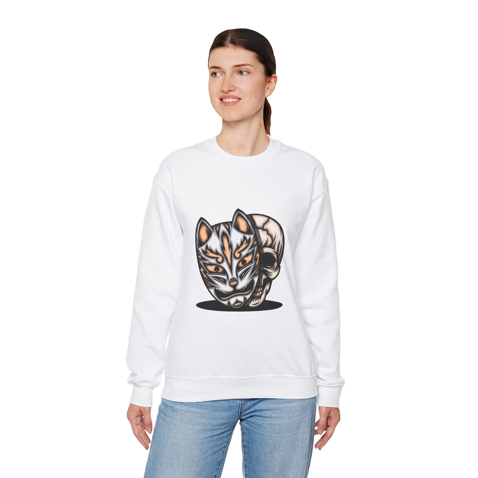 Fox Mask Unisex Heavy Blend™ White Sweatshirt