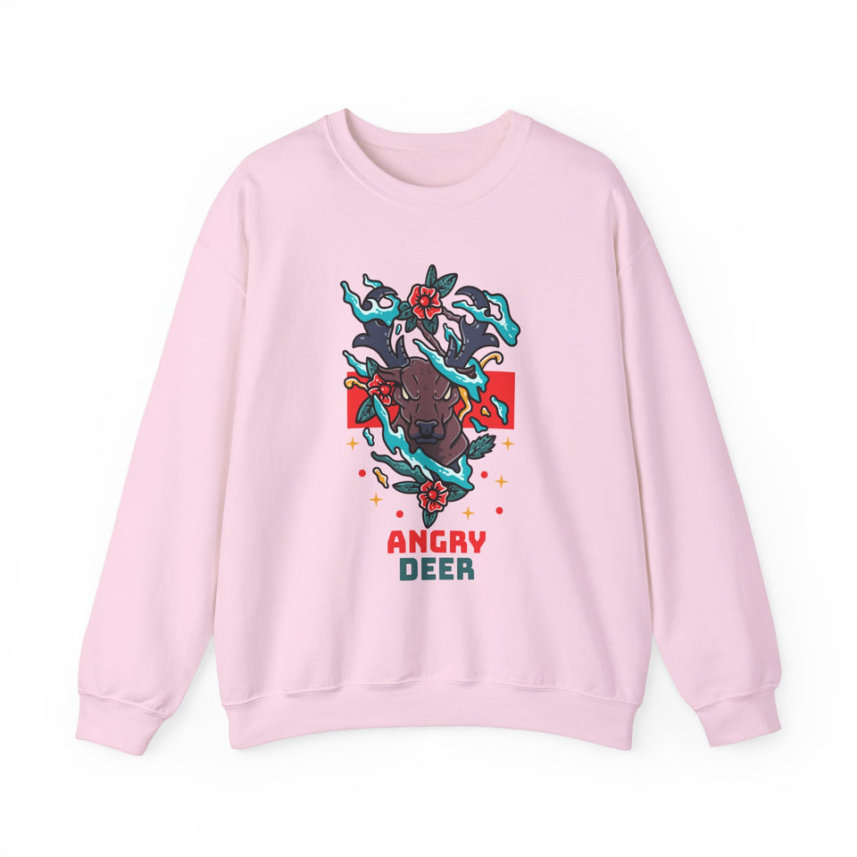 Angry Deer Unisex Heavy Blend™ White Sweatshirt