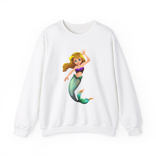 Cheerful Young Mermaid Heavy Blend™ White Sweatshirt