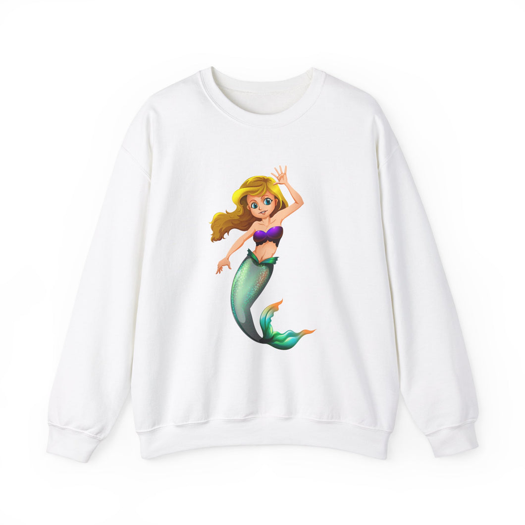 Cheerful Young Mermaid Heavy Blend™ White Sweatshirt