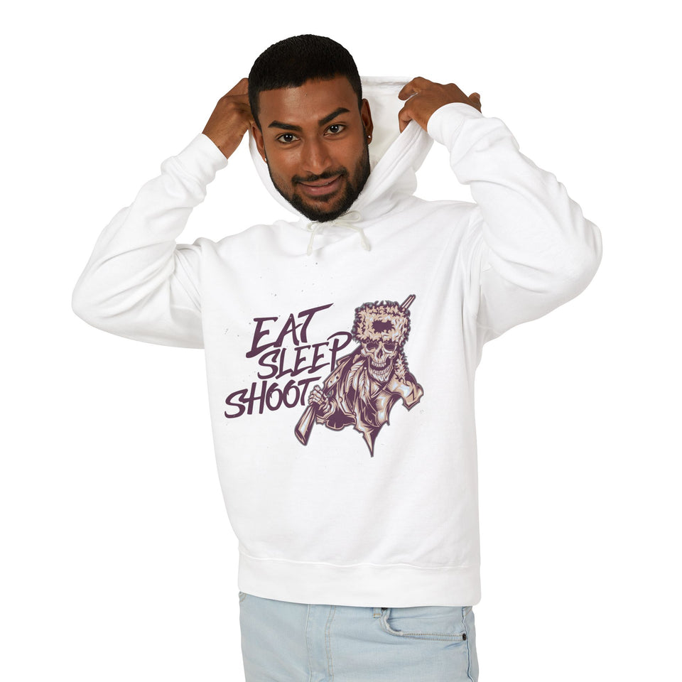 Eat Sleep Shoot Casual Wear - Unisex Lightweight Hooded Sweatshirt