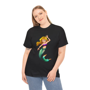 Cheerful Young Mermaid Casual Wear Girls Heavy Cotton T-Shirts