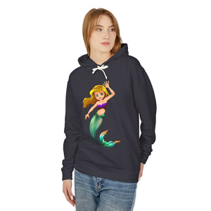 Cheerful Young Mermaid Casual Wear - Girls Lightweight Hooded Sweatshirt