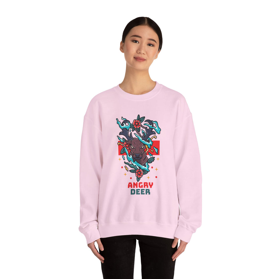 Angry Deer Unisex Heavy Blend™ White Sweatshirt