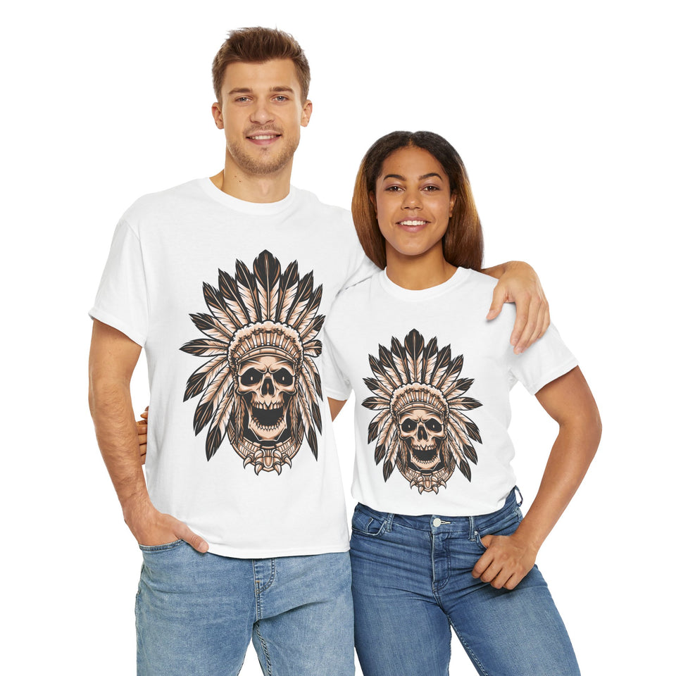 Vintage Warrior Skull Casual Wear Unisex Heavy Cotton T-Shirts