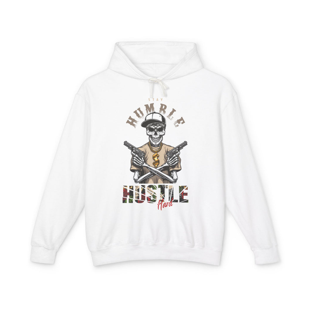 Humble Hustle Casual Wear - Unisex Lightweight Hooded Sweatshirt