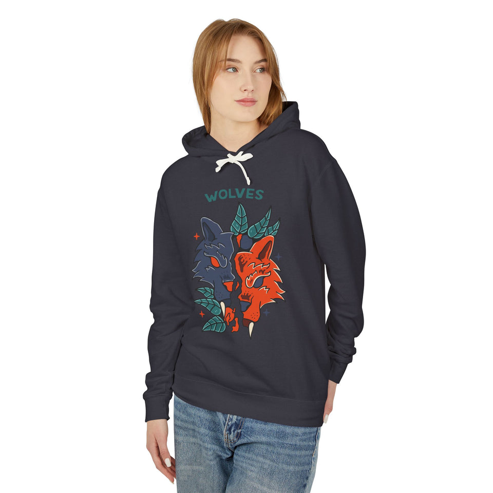 Wolves Causal Wear - Unisex Lightweight Hooded Sweatshirt