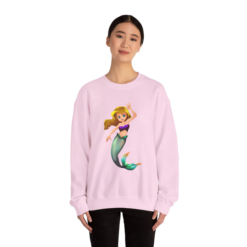 Cheerful Young Mermaid Heavy Blend™ White Sweatshirt