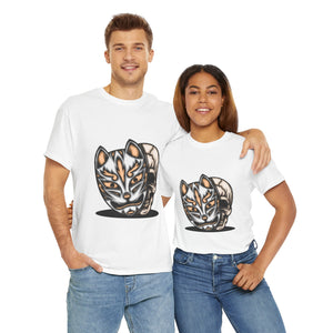 Fox Mask Casual Wear Unisex Heavy Cotton T-Shirts