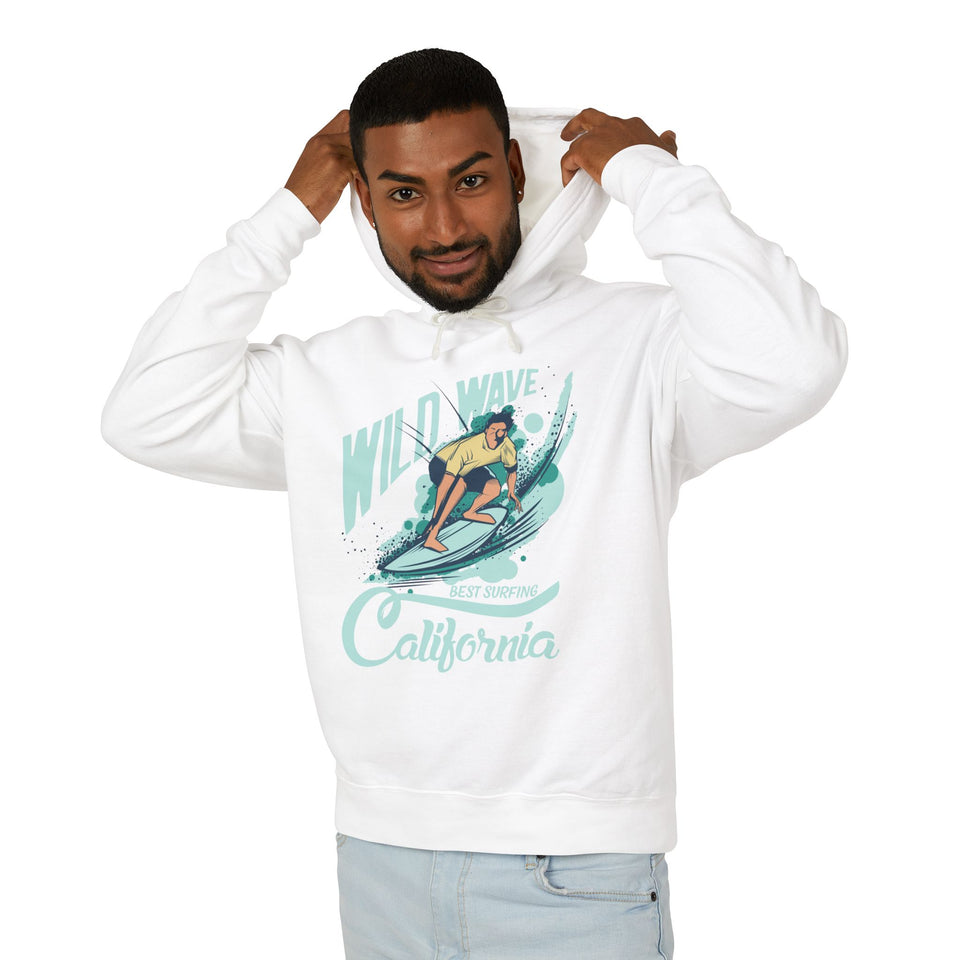 Wild Wave California  Casual Wear - Unisex Lightweight Hooded Sweatshirt