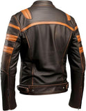 Men's Rust Brown Café Racer Genuine Sheepskin Leather Jacket