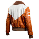 Men’s Brown Moto-Retro Genuine Sheepskin Leather Bomber Jacket