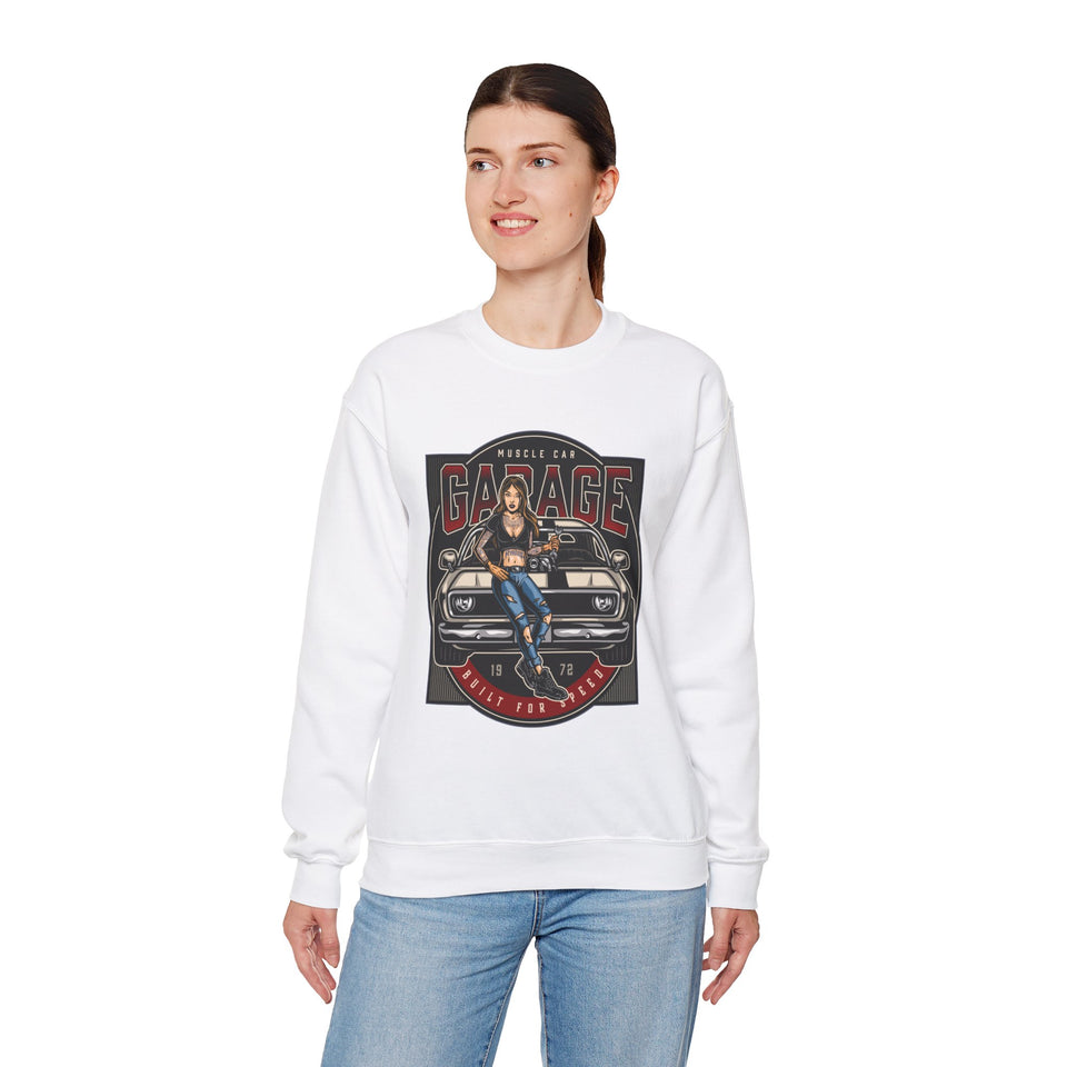 Muscle Car Garage  Girls Heavy Blend™ White Sweatshirt