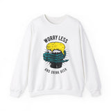 Worry Less And Drink Beer Unisex Heavy Blend™ White Sweatshirt