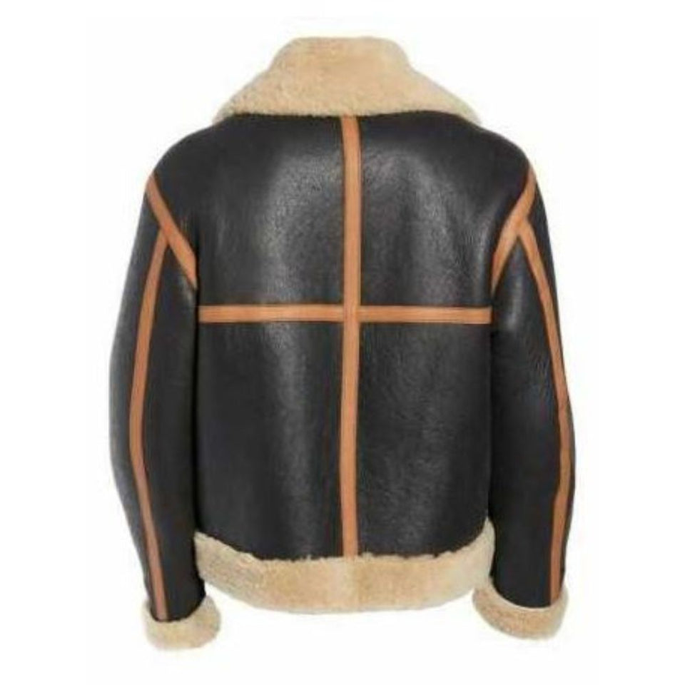 Men's B3 Bomber Shearling-Lined Black Sheepskin Leather Jacket