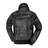 Men's Classic Black Bomber Rib Knitted Genuine Sheepskin Leather Jacket