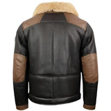 Men's Black Genuine Sheepskin Shearling Lined Bomber Leather Jacket