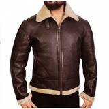 Men’s Brown Aviator B3 Bomber Genuine Cowhide Leather Jacket