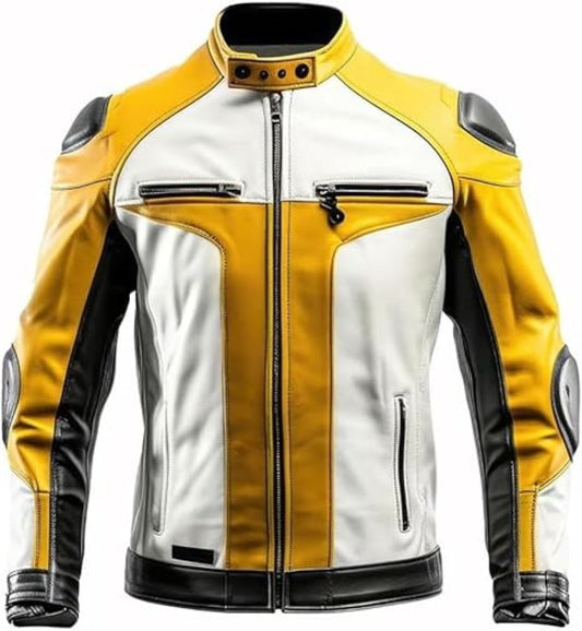 Men’s Trendy Color Genuine Leather Motorcycle Vintage Cafe Racer Jacket