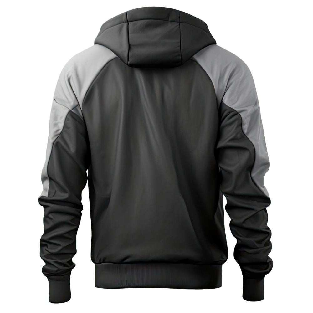 Men's Grey Outerwear Hooded Bomber Genuine Lambskin Leather Jacket