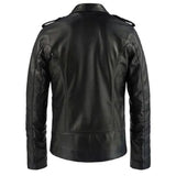 Men's Classic Black Double Breasted Pure Sheepskin Leather Coat