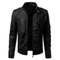 Men’s Black Multi-Pocket Zippered Biker Racer Premium Leather Jacket