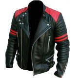 Men’s Classic Black Rider Quilted Brando Genuine Leather Jacket