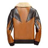 Men’s Brown Genuine Suede Shearling Collar Aviator Pure Leather Jacket