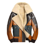 Men’s Brown Genuine Suede Shearling Collar Aviator Pure Leather Jacket