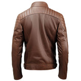 Men's Distressed Finish Brown Bomber Genuine Sheepskin Leather Jacket