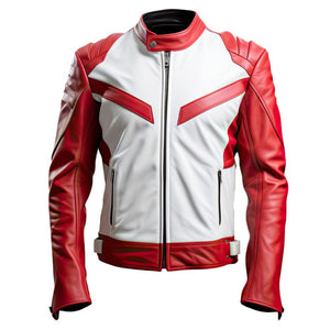 Men’s White Motorcycle Racing Premium Sheepskin Leather Jacket