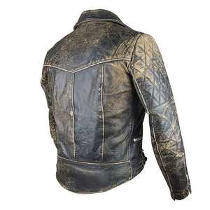 Men's Distressed Brown Vintage Style Cafe Racer Genuine Leather Jacket