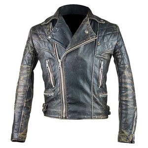 Men's Distressed Brown Vintage Style Cafe Racer Genuine Leather Jacket