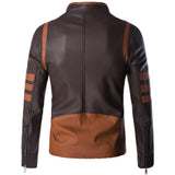 Men’s Wolverine Brown Pure Sheepskin Retro Strips Moto Leather Jacket