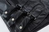 Men’s Black Sleeveless Genuine Lambskin Leather Moto Biker Waistcoat