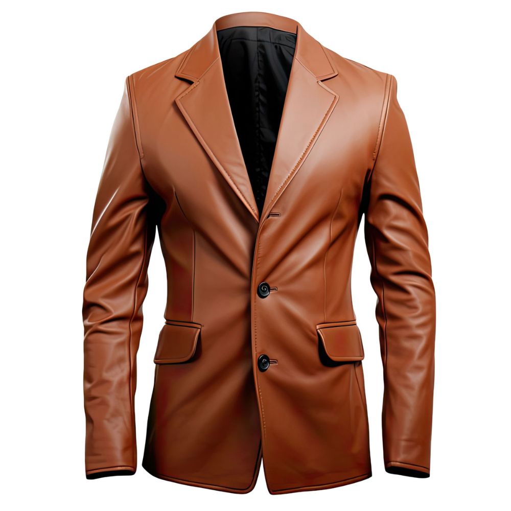 Men’s Brown Genuine Sheepskin Slim-fit Classy Leather Blazer