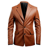 Men’s Brown Genuine Sheepskin Slim-fit Classy Leather Blazer