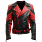 Men’s Moto Rider Black-Red Brando Genuine Sheepskin Leather Jacket