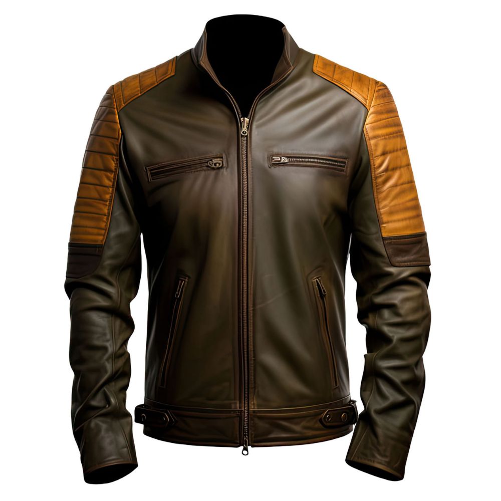 Men’s Classy Chocolate Brown Cafe Racer Genuine Sheepskin Leather Jacket