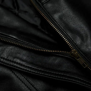 Women's Classic Black Bomber Biker Genuine Sheepskin Leather Jacket